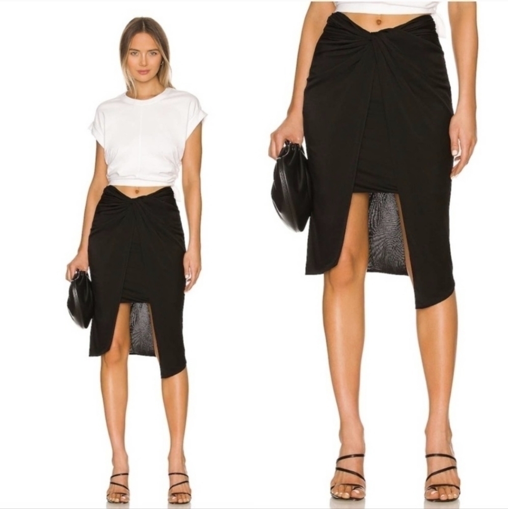 All Saints Sami Black Midi Skirt in black Size 6